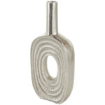 Maebri Aluminum Metal Circular Decorative Vase with Linear Etchings - Image 6