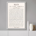 Man In The Arena' Speech By Theodore Roosevelt Inspirational Words Framed On Canvas Print Wall Art - Image 2