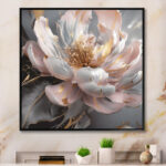 Marble Pink Gold Peony Flower III - Abstract Marble Canvas Print Wall Art