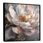 Marble Pink Gold Peony Flower III - Abstract Marble Canvas Print Wall Art - Image 2