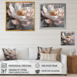 Marble Pink Gold Peony Flower III - Abstract Marble Canvas Print Wall Art - Image 3