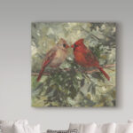 Mary Miller Veazie " Kissing Cardinals " by Mary Miller Veazie Painting Print