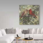 Mary Miller Veazie " Kissing Cardinals " by Mary Miller Veazie Painting Print - Image 2