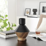 Masanari Diamant Revese Hourglass Modern Two Tone Tabletop Vase - Black And Walnut