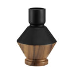 Masanari Diamant Revese Hourglass Modern Two Tone Tabletop Vase - Black And Walnut - Image 4