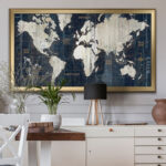 Mehdi " Old World Map Blue "
