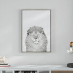 Melita Lion Animal Print Black and White Portrait by Simon Te Tai - Photograph Print on Canvas