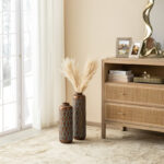 Metal Antique Gold Cylinder Floor Vases With Verdigris Finish (Set of 2) - Image 4