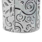 Metal Embossed Floral Decorative Blue Vase with Gold Handles Set - Image 6