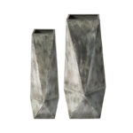 Metal Geometric Antique Silver Floor Vases (Set of 2) - Image 2