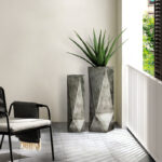 Metal Geometric Antique Silver Floor Vases (Set of 2) - Image 4