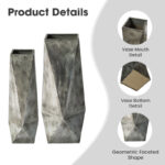 Metal Geometric Antique Silver Floor Vases (Set of 2) - Image 7