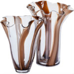 Mia Handblown Ruffled Glass Vase Set--Striped Artistry with Ruffled Rims (Set of 2) - Image 5