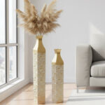 Miasophia Modern Decorative Metal Tall Vase, Gold Living Room Decor, 42" and 35" Pots for Pampas Grass - Image 3