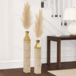 Miasophia Modern Decorative Metal Tall Vase, Gold Living Room Decor, 42" and 35" Pots for Pampas Grass - Image 5
