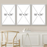 Mid Century Modern Boho " Geometric Circle Lines Wall Decor, Abstract Cozy Neutral Pictures, Framed 3 Pieces Set Graphic Art, Giclee Canvas Digital Print Wall Art " - Image 3