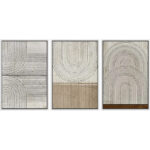 Mid Century Modern Boho " Geometric Circle Lines Wall Decor, Abstract Cozy Neutral Pictures, Framed 3 Pieces Set Graphic Art, Giclee Canvas Digital Print Wall Art " - Image 6