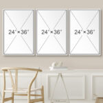 Mid Century Modern Boho Duotone Beige Abstract Shape Framed Canvas 3 Pieces Print Wall Art Neutral Decor - Image 4