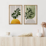 Mid Century Modern Boho Green Yellow Bright Plant Art Framed Canvas 2 Pieces Print Wall Art Set - Image 7