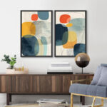 Mid Century Shape " Colorful Polygon Abstract Shapes Geometric Prints Mid-Century Nature " 2 - Pieces
