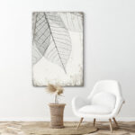 Minimal Botanical " Translucent Leaves III " Plant Vein Rustic Large Framed Canvas Print Wall Art - Image 8