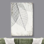 Minimal Botanical " Translucent Leaves III " Plant Vein Rustic Large Framed Canvas Print Wall Art
