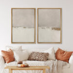 Minimal Landscape Beige Tan Abstract Grunge Modern Art Minimalist Neutral Decor Frame 2 Pieces Picture - Canvas Print - Image 3