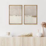 Minimal Landscape Beige Tan Abstract Grunge Modern Art Minimalist Neutral Decor Frame 2 Pieces Picture - Canvas Print - Image 2