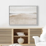 Minimal Landscape Sandy Beach Coastal Abstract Seascape Minimalist Neutral Decor Large Framed Canvas Print Wall Art - Image 2