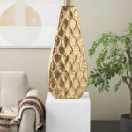 Mitcham Metal Decorative Gold Vase with Peacock Inspired Design - Image 7