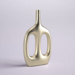 Modern Aluminum Metal Vase with Sculptural Openwork Design. - Image 2