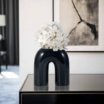 Modern Ceramic & Stoneware Arched Horseshoe Vase - Contemporary Decorative Accent for Home Decor