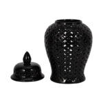 Modern Decorative Jar for Home Decor â€“ Glossy Ceramic Table Jar with Pierced Cutout Design â€“ Stylish Accent for Shelf, Console, or Mantel â€“ Ideal for Contemporary and Transitional Spaces - Image 2