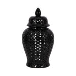 Modern Decorative Jar for Home Decor â€“ Glossy Ceramic Table Jar with Pierced Cutout Design â€“ Stylish Accent for Shelf, Console, or Mantel â€“ Ideal for Contemporary and Transitional Spaces - Image 3