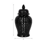 Modern Decorative Jar for Home Decor â€“ Glossy Ceramic Table Jar with Pierced Cutout Design â€“ Stylish Accent for Shelf, Console, or Mantel â€“ Ideal for Contemporary and Transitional Spaces - Image 5