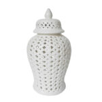 Modern Decorative Jar for Home Decor â€“ Glossy Ceramic Table Jar with Pierced Cutout Design â€“ Stylish Accent for Shelf, Console, or Mantel â€“ Ideal for Contemporary and Transitional Spaces - Image 6