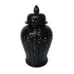 Modern Decorative Jar for Home Decor â€“ Glossy Ceramic Table Jar with Pierced Cutout Design â€“ Stylish Accent for Shelf, Console, or Mantel â€“ Ideal for Contemporary and Transitional Spaces - Image 7