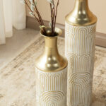 Modern Gold Metal Floor Vase (Set of 2) - Image 2