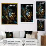 Modern Golden black Flower - Fractal flower wall art, Black flower print - Image 3