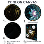 Modern Golden black Flower - Fractal flower wall art, Black flower print - Image 4