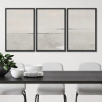 Modern Large Duotone Pastel Minimalist Landscape Subtle Wall Art Framed Canvas 3 Pieces Print - Image 2