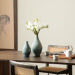 Modern Spiraling Artistry Turquoise Ceramic Table Vases (Set of 2)