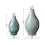 Modern Spiraling Artistry Turquoise Ceramic Table Vases (Set of 2) - Image 5