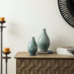 Modern Spiraling Artistry Turquoise Ceramic Table Vases (Set of 2) - Image 7