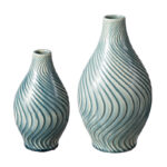 Modern Spiraling Artistry Turquoise Ceramic Table Vases (Set of 2) - Image 8