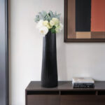 Modern Textured Metal Vase with Fluted Cylindrical Design, Handmade Decorative Accent for Contemporary Home Decor, Durable and Lightweightculpted Flower Holder for Stylish Display