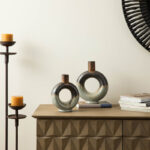Modern Two-Tone Color With Circle Hollow Ceramic Table Vases (Set of 2) - Image 8