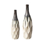 Modern Two-Tone Color With Geometric Faceted Ceramic Table Vases (Set of 2) - Image 7