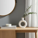 Modern White Ceramic Vase with Sculptural Round Design