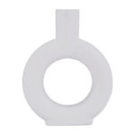 Modern White Ceramic Vase with Sculptural Round Design - Image 8